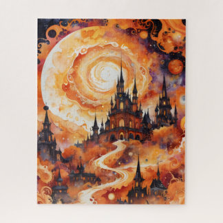 Puzzle Château Spiral éffrayant - Halloween Orange