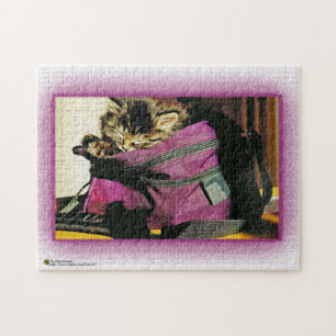 Puzzle Chaton Dormir Dans Un Porte-Sacs Bourgogne