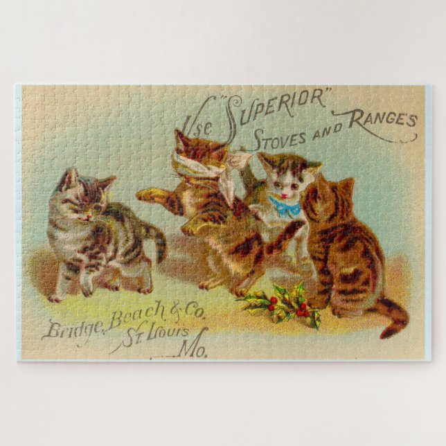 Puzzle Chatons de cartes de commerce victoriens jouant (Horizontal)