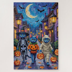 Puzzle Chats Bleus Russes en Costumes d'Halloween