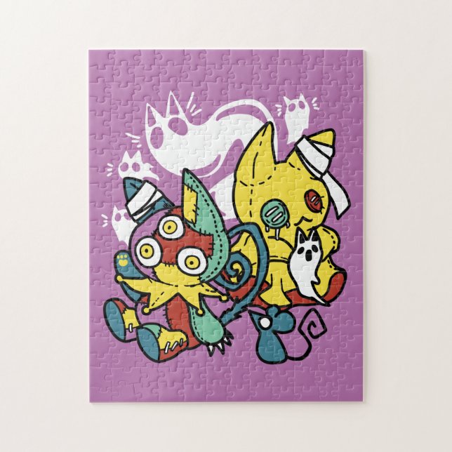Puzzle Chats déplaisants Halloween Art : Paw-sitly Fright (Vertical)