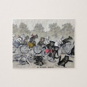 Puzzle Chats d'équitation de bicyclette
