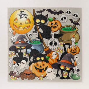 Puzzle Chats drôles de Halloween Fête