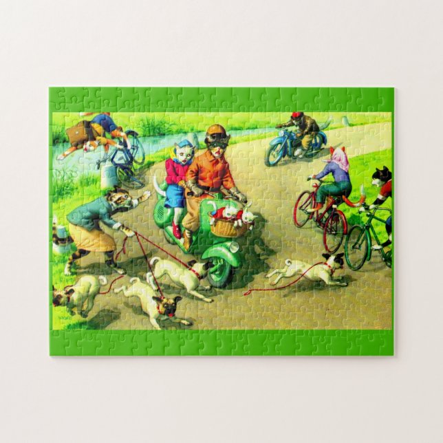 Puzzle Chats grand public sur motos et vélos (Horizontal)