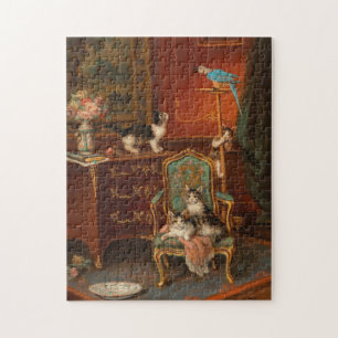 Puzzle Chats jouant avec un perroquet Jules Le Roy