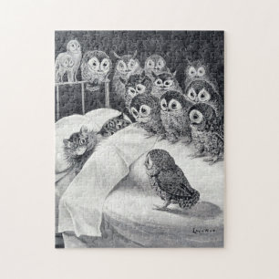 Puzzle Chats Nightmare Owl Bird, Louis Wain