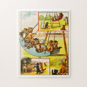 Puzzle Chats Vintages amusants à la traîne sur terrain de