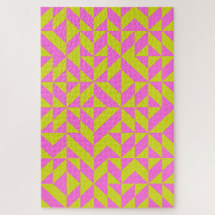Puzzle Chaud rose Lime Chartreuse Motif géométrique