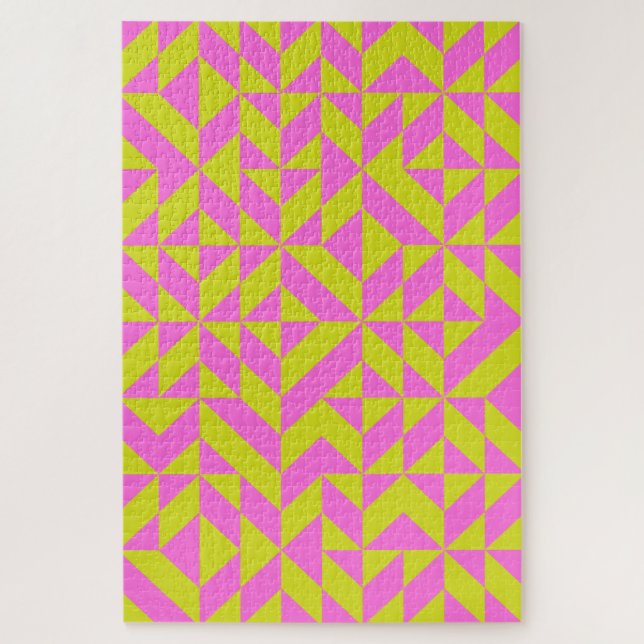 Puzzle Chaud rose Lime Chartreuse Motif géométrique (Vertical)