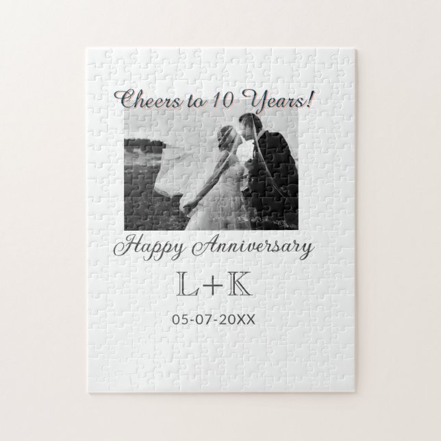 Puzzle Cheers to 10 Years happy anniversary add photo dat (Vertical)