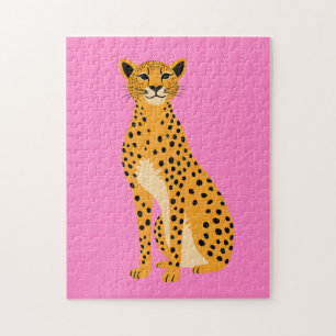 Puzzle Cheetah minimaliste en rose