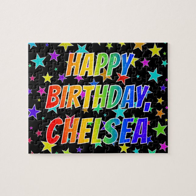 Puzzle "CHELSEA" Prénom, Amusant "HEUREUX ANNIVERSAIRE" (Horizontal)