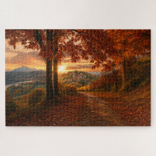 Puzzle Chemin d'automne vers un village du Piémont - Puzz