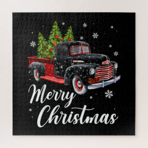 Puzzle Chemise de Noël Vintage Arbre sur Camion rouge voi