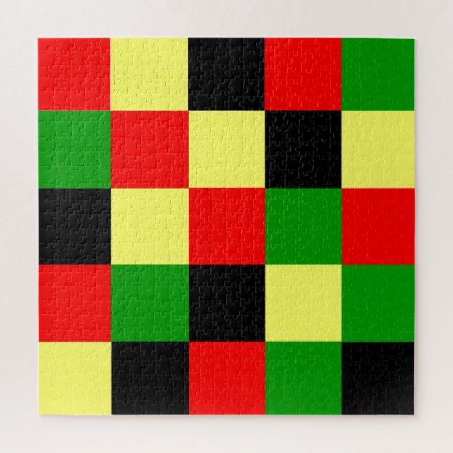 Puzzle Chèques rouges, jaunes, noirs et verts (Vertical)