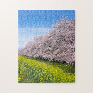 Puzzle Cherry Blossoms and Yellow Flowers