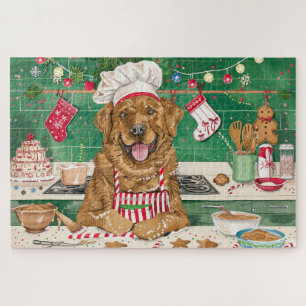 Puzzle Chesapeake Bay Retriever en cuisine : Noël festif
