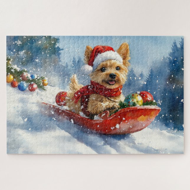 Puzzle Chesapeake Bay Terrier Dog dans Sledge Noël (Horizontal)