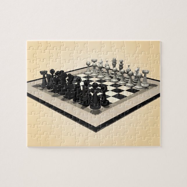 Puzzle: Chessboard and Chess Teile (Horizontal)