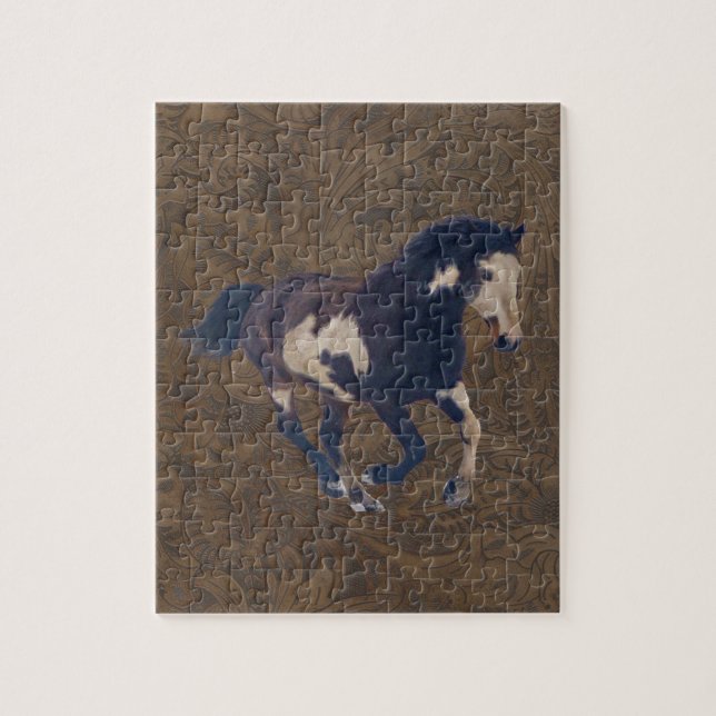 Puzzle Cheval américain galopant sauvage de peinture de (Vertical)