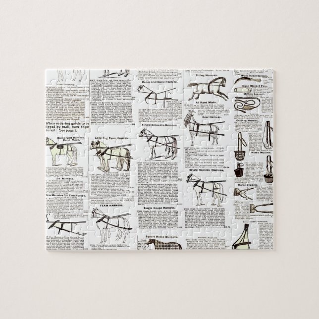 Puzzle Cheval Antique Publicité Journal Art (Horizontal)
