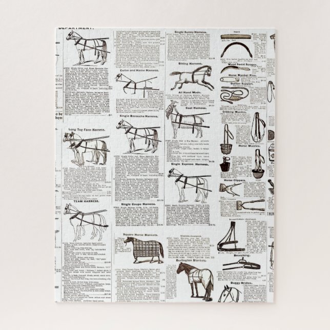 Puzzle Cheval Antique Publicité Journal Art (Vertical)
