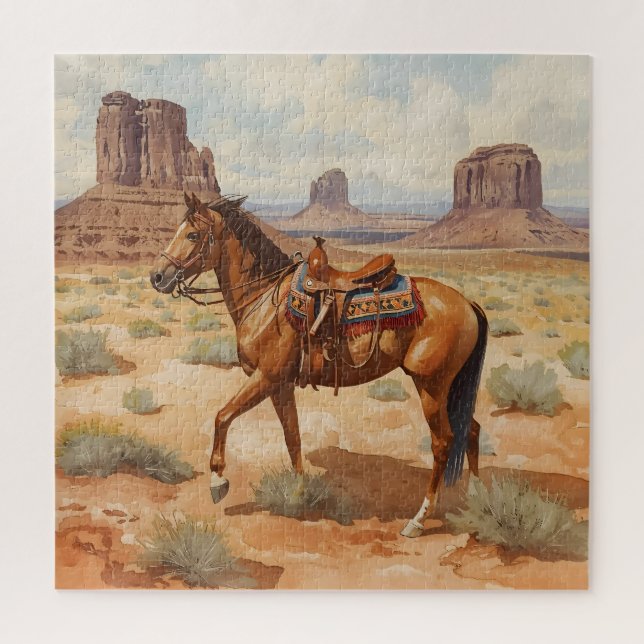 Puzzle Cheval avec Mesas du désert (Vertical)