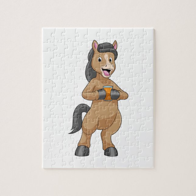 Puzzle Cheval avec Mug de jus d'orange (Vertical)