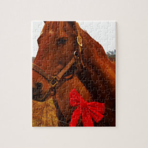 Puzzle Cheval avec un nœud rouge