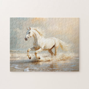 Puzzle Cheval Blanc courir sur la plage