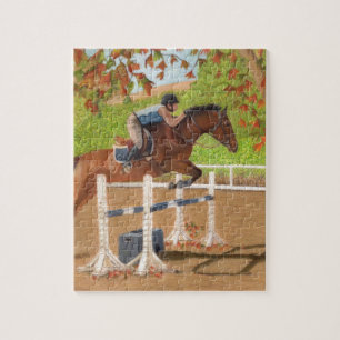 Puzzle Cheval coloré et cavalier Sauts