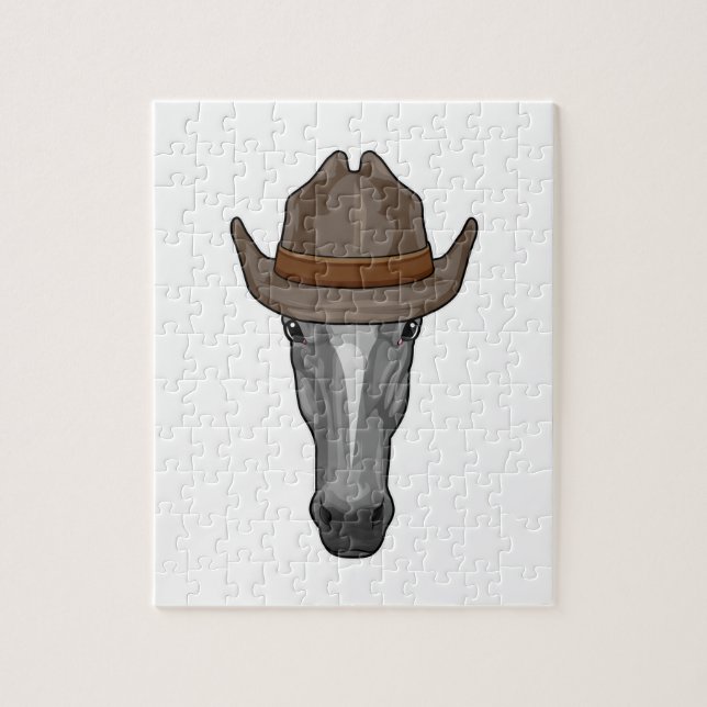 Puzzle Cheval comme Cowboy avec Casquette (Vertical)