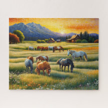 Cheval dans la prairie de fleurs sauvages de la fe