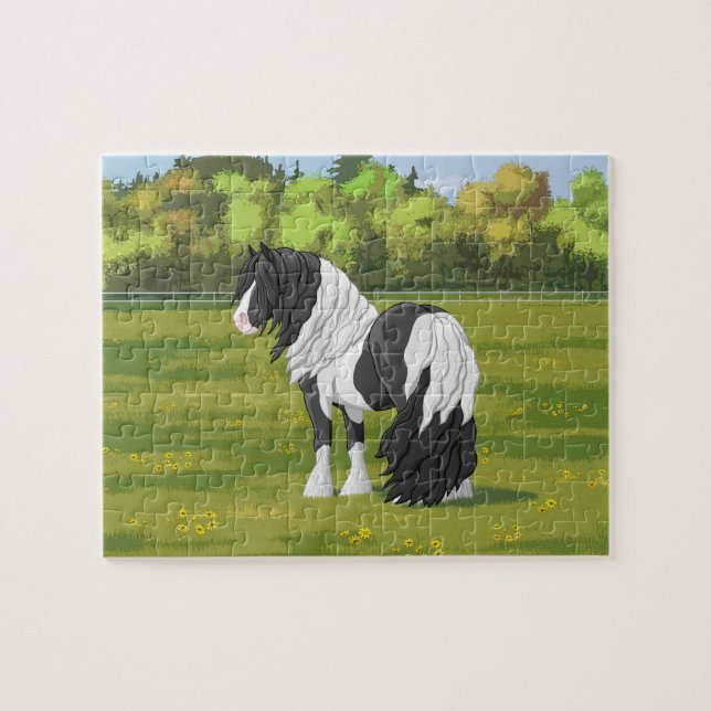 Puzzle Cheval d'attelage de la bandelette tzigane noire d (Horizontal)