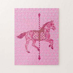 Puzzle Cheval de carrousel, Fuchsia et Pink clair