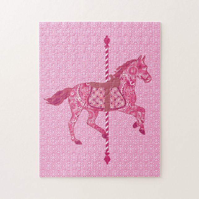 Puzzle Cheval de carrousel, Fuchsia et Pink clair (Vertical)