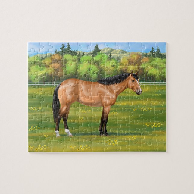 Puzzle Cheval du Quartier des Dun Buckskin (Horizontal)