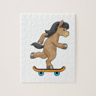 Puzzle Cheval en Patinage avec Skateboard
