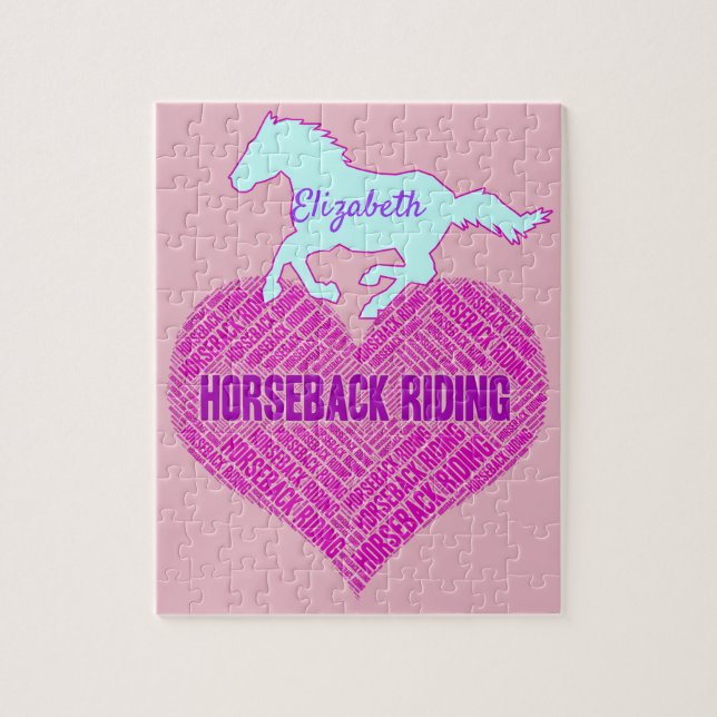 Puzzle Cheval équitation Coeur avec Pony sauvage (Vertical)