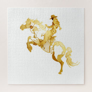 Puzzle Cheval et Cavalier Dorés Abstraits