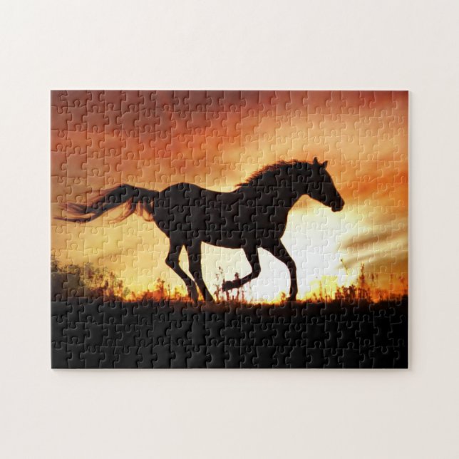 Puzzle Cheval et Coucher du soleil (Horizontal)