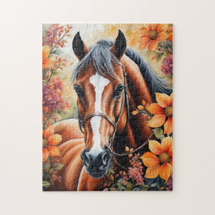 Puzzle Cheval Et Fleurs