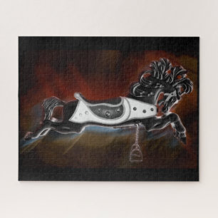 Puzzle Cheval foncé avec éclat de couleur