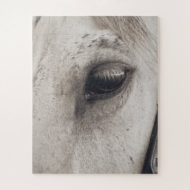 Puzzle Cheval Gris Mare, Vers Le Haut Près De L'Oeil (Vertical)