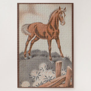 Puzzle cheval heureux en brun