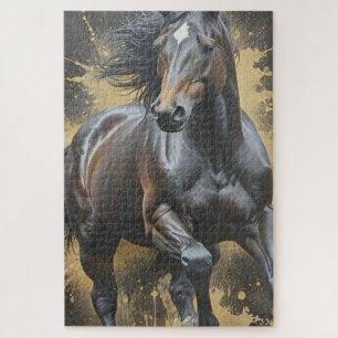 Puzzle cheval noir funky