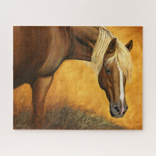 Puzzle Cheval Quarter Horse avec Crinière Dorée, Peinture
