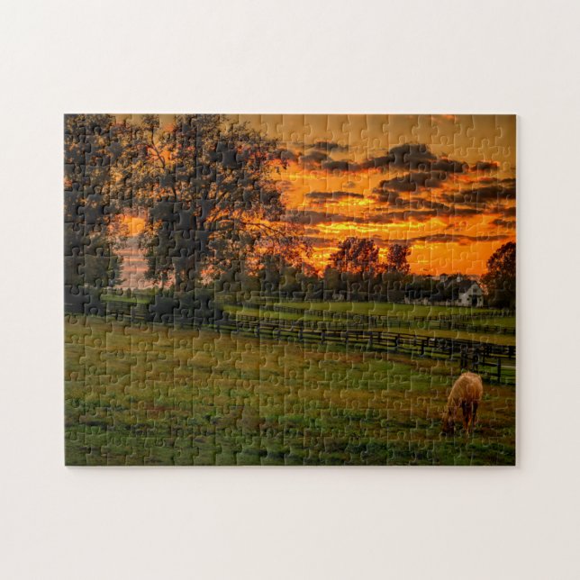 Puzzle Cheval solitaire au coucher du soleil (Horizontal)