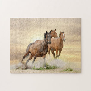 Puzzle Chevaux dans le coucher du soleil