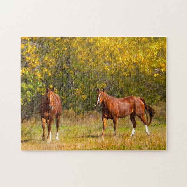 Puzzle Chevaux d'automne de couples (Horizontal)